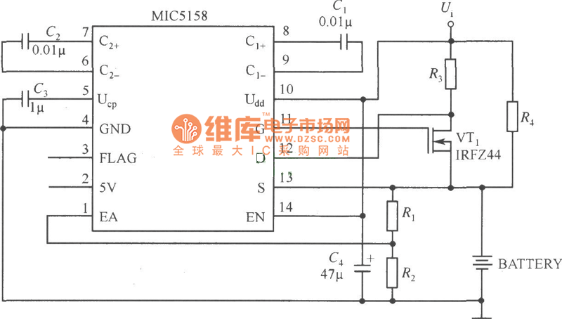 MIC5158做的电池充电电路图