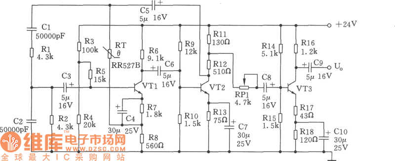 由LM358组成的1kHz文氏桥信号发生器电路图