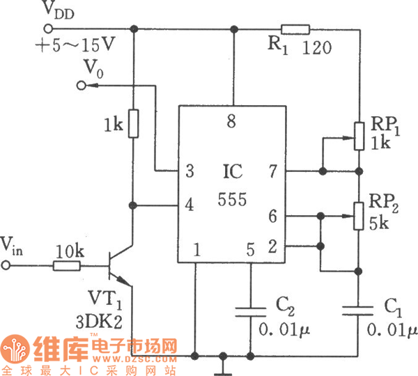 闸门脉冲发生器(555)电路图