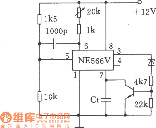 用NE566V产生锯齿波电路图