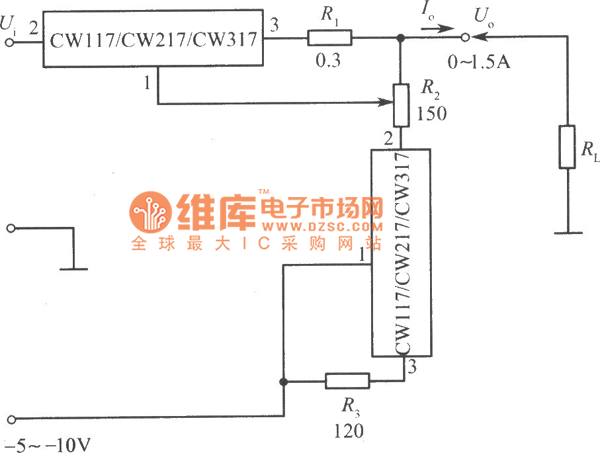 CW117／CW217／CW317构成的输出电流从零调起的恒流源电路图