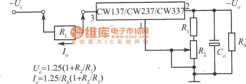 CW137／CW237／CW337构成的可调恒流源电路图