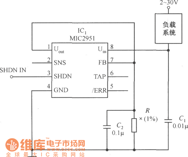 MIC2951构成的低漂移恒流源电路图