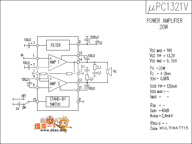 uPC1321V功放的电路图