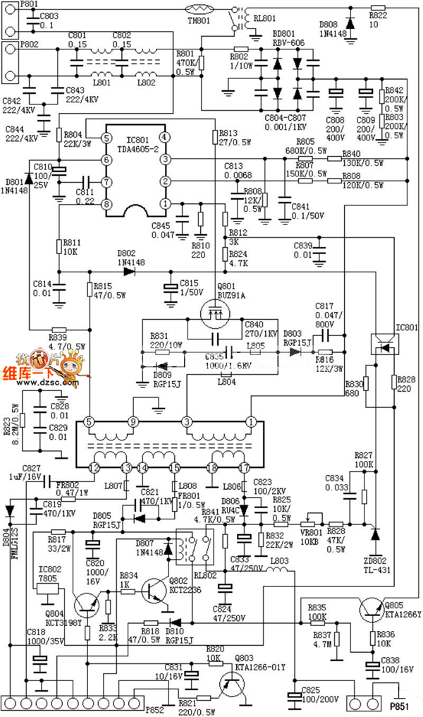 金星C7458开关电源电路图