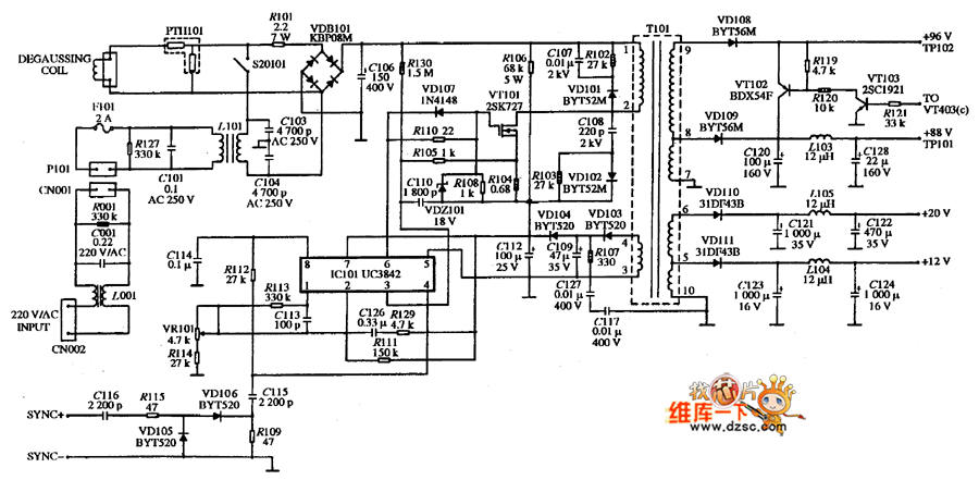 ENVISION EC-1439型显示器电源电路图