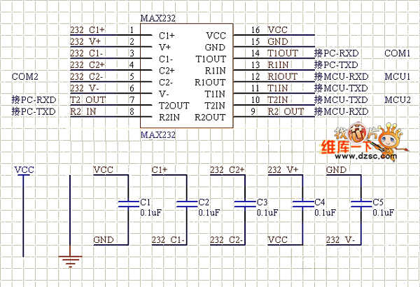 MAX232连接电路图