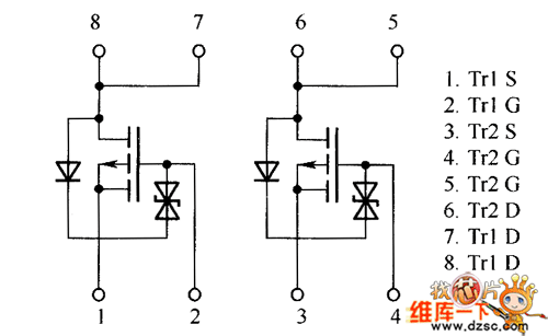 场效应晶体管SP8J1、SP8J2、SP8J3、SP8J5内部电路图
