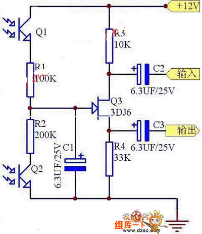 光控电子电位器电路图