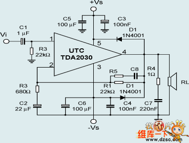 TDA2030典型应用电路图