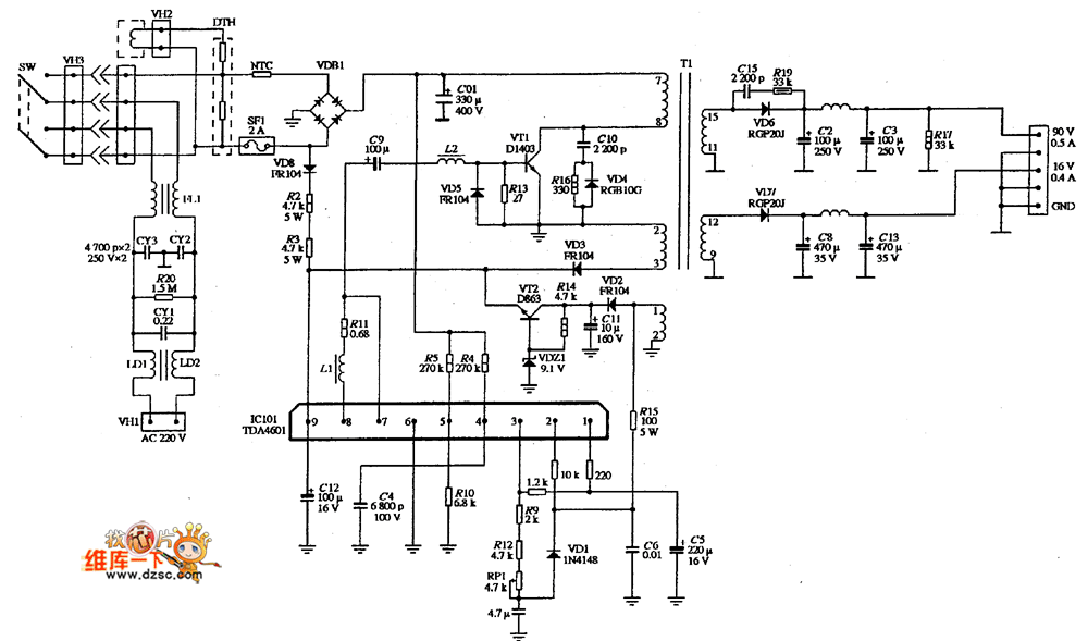 SUNLIHT SM-546型电源电路图