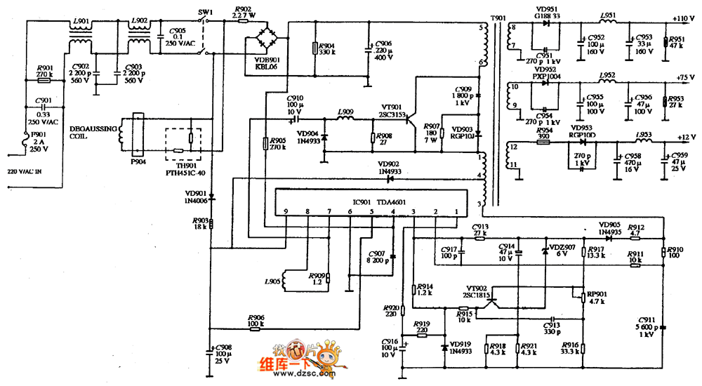 SUNLIHT SM-348型电源电路图
