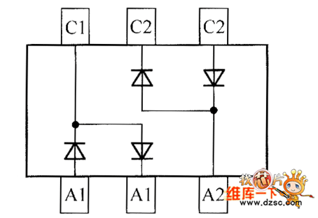 晶体二极管BAW567DW内部电路图