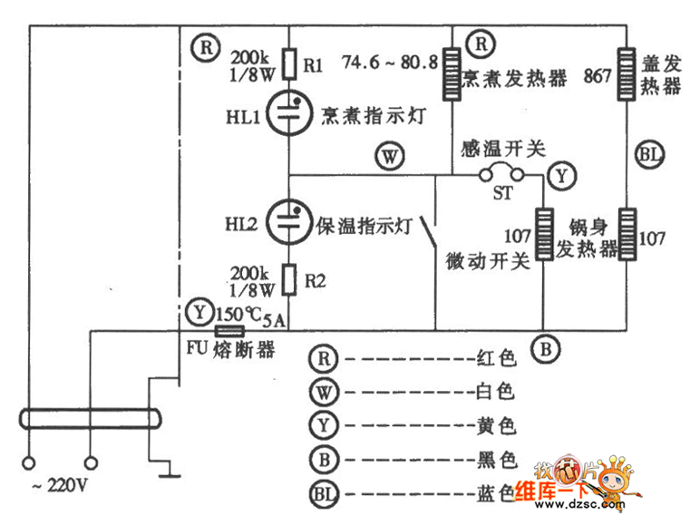 万宝CFXB50-2P电子保温式电饭锅电路图