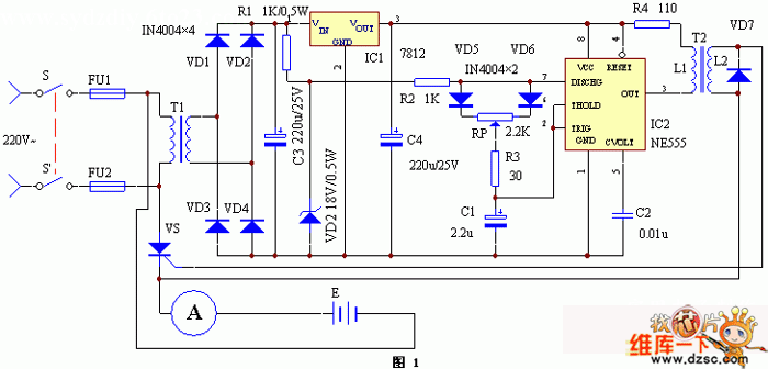 便携式可控硅充电器电路图