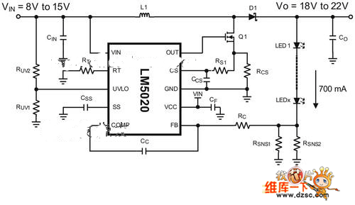 大功率led驱动升压稳压器电路图