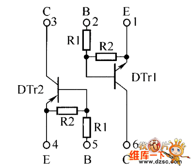 晶体三极管EMD2、UMD2N、EMD22内部电路图