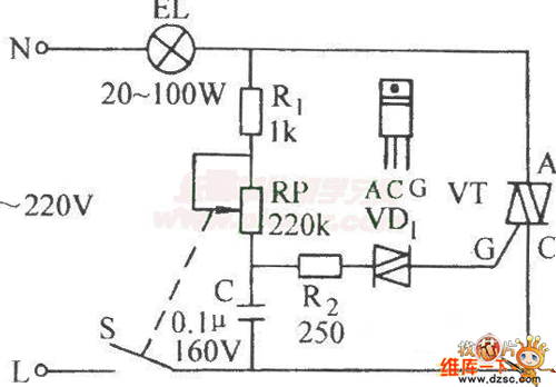 晶闸管无级调光调速电路图(双向)电路图