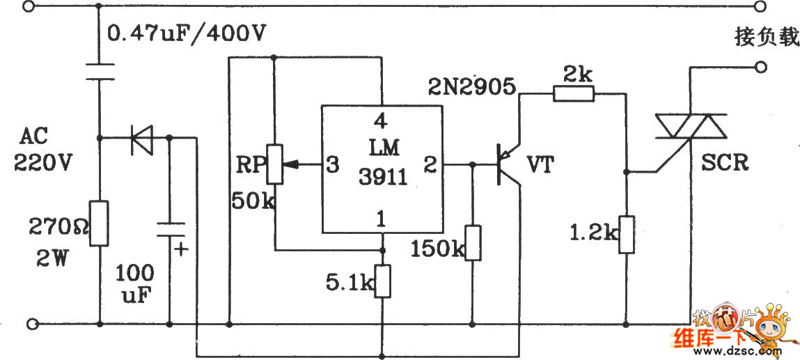 LM3911单片温度控制集成电路构成的启动制冷设备的控温电路图