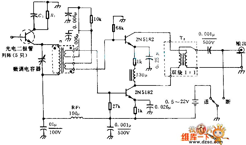 发光二极管用的积分(正交)检波电路图