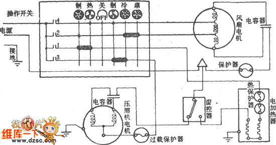 华丽牌KCD-23型窗式空调器电路图