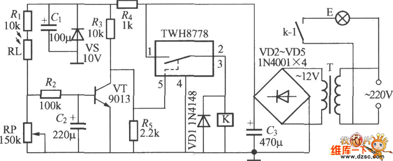 使用twh8778的光控路灯电路图(a)