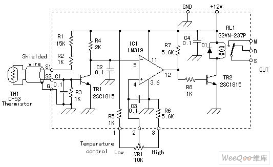 NTC热敏电阻温度控制器电路图