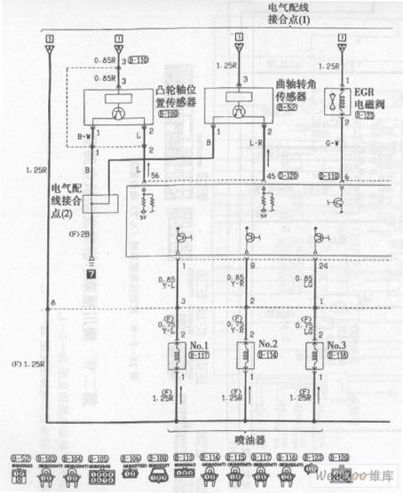 北京帕杰罗越野车发动机电控系统（A/T）电路图一