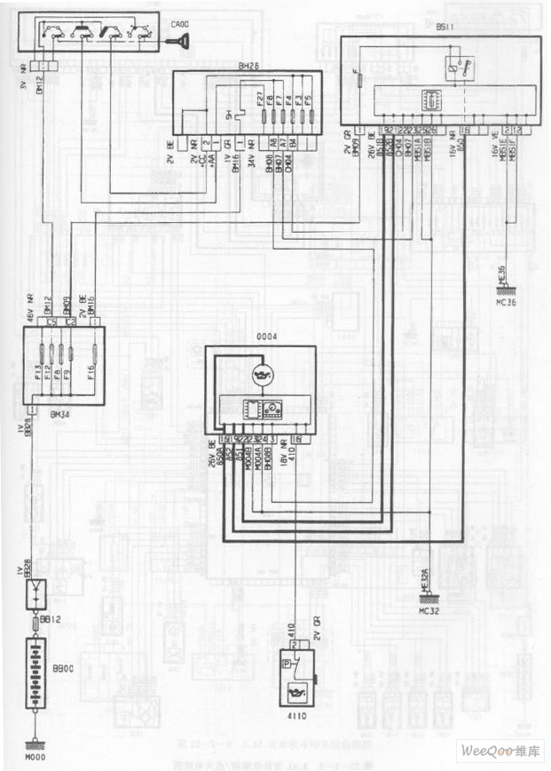 神龙毕加索轿车2.0L发动机机油压力电路图