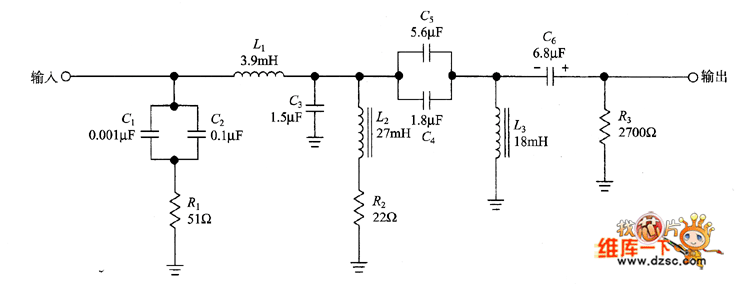 坎贝尔使用的无源双工滤波器电路图