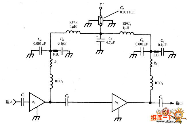 级联MMIC放大器电路图