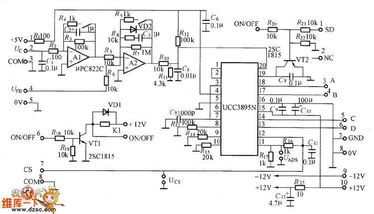 UCC3895N构成的相移控制电路图