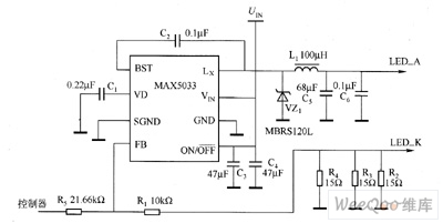 MAX5003驱动LED电路图