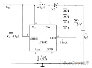 LT1932驱动白光LED电路图