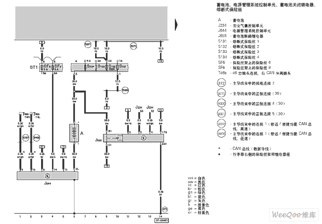 奥迪A6-电喷发动机（246 kW Motronic 8 缸）的电路图