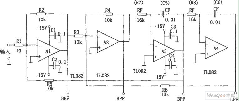 同时获得4种特性的滤波器电路图