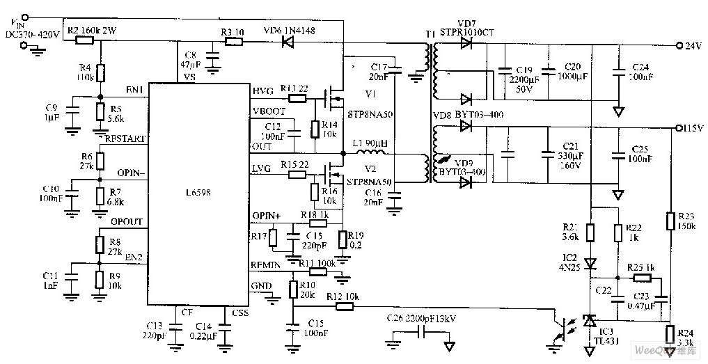 180W半桥谐振变换器的等效电路（用L6598控制）