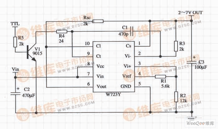 由W723构成的可控型稳压器应用电路