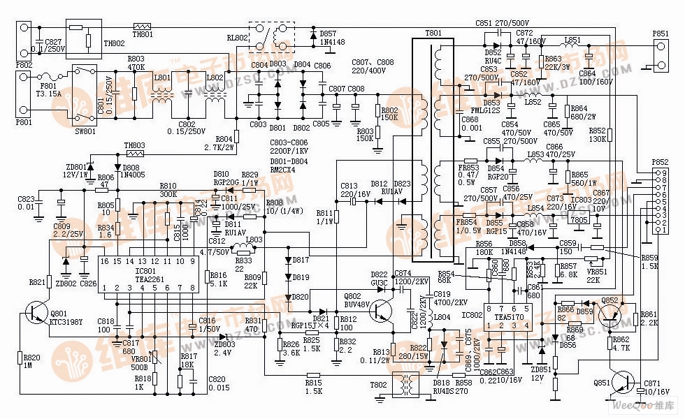 金星C6458电源电路