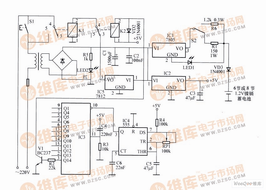 实用镍镉电池自动自动充电器电路