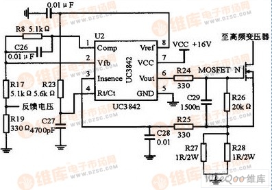 UC3842的68KHz PWM产生电路图