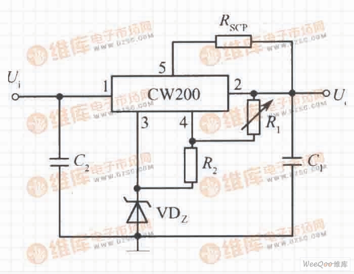 垫高零电位的高输出电压集成稳压电源(CW200)