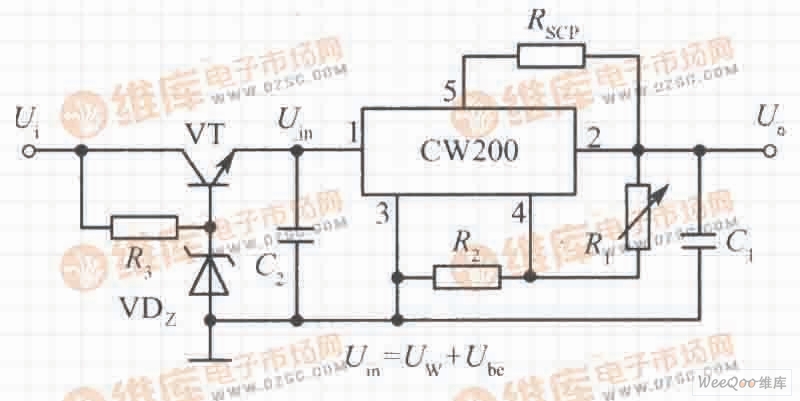 高输入电压集成稳压电源电路之四(CW200)
