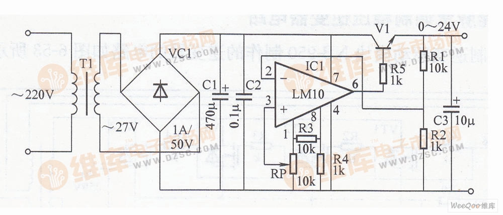 用LM10制作新型稳压电源电路图