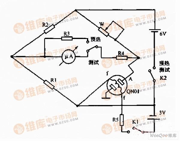 直热式气敏电桥检测电路图