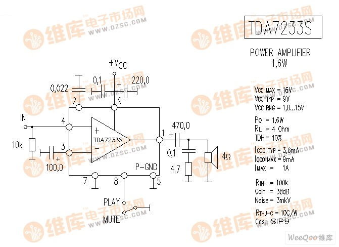 TDA7233S  音响IC电路图