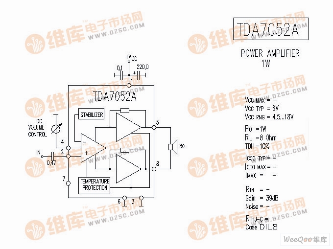 TDA7052A 音响IC电路图