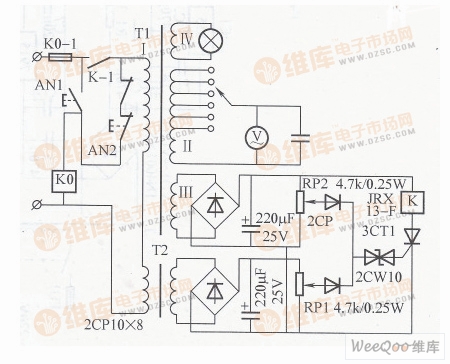 有过电压过电流保护及隔离作用的交流电源电路图