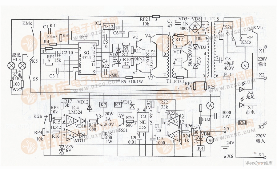 全自动应急电源电路图