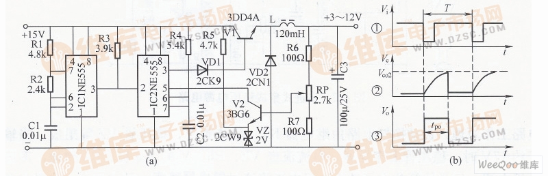开关式3～12V可调稳压电源电路